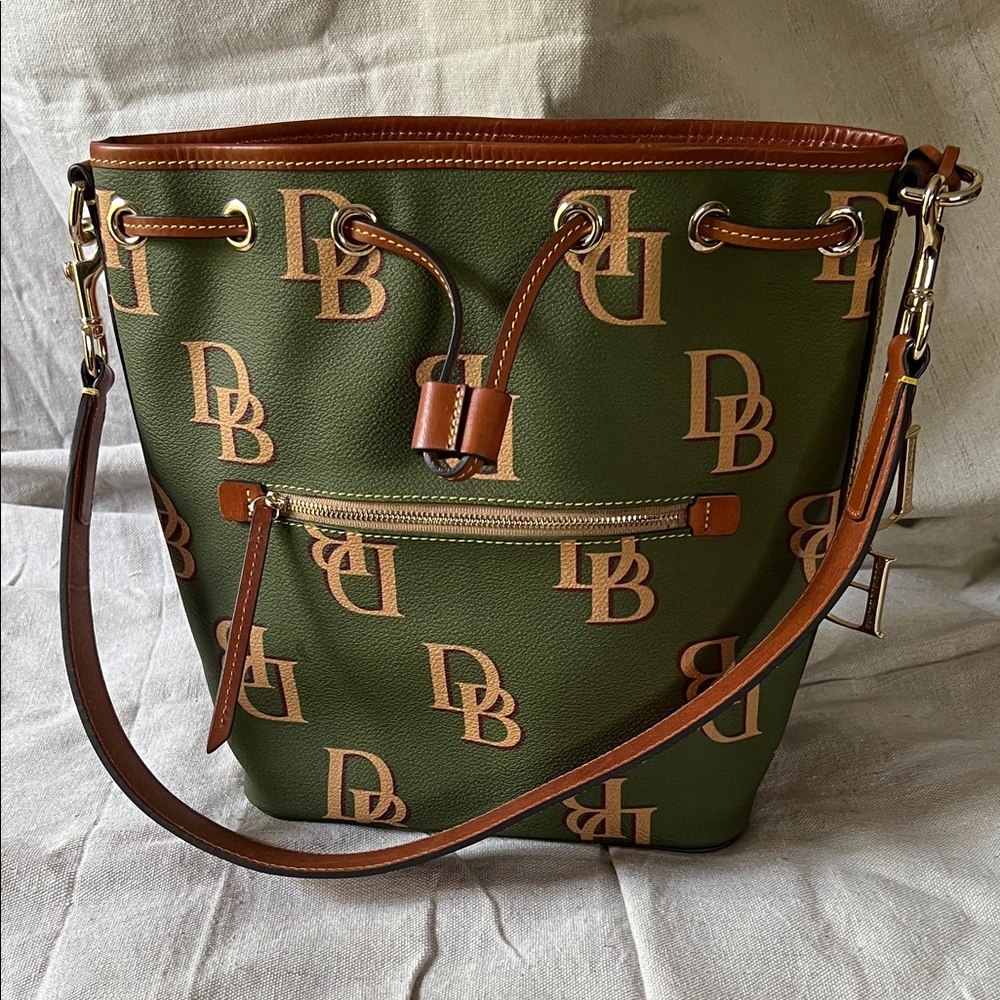 Dooney & Bourke Olive Green and Tan Shoulder Bag